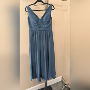 Azazie Kora Slate Blue Sleeveless Dress